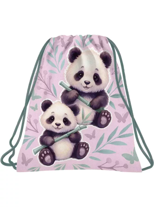 Pandás tornazsák, 41x35cm, PA11, két panda