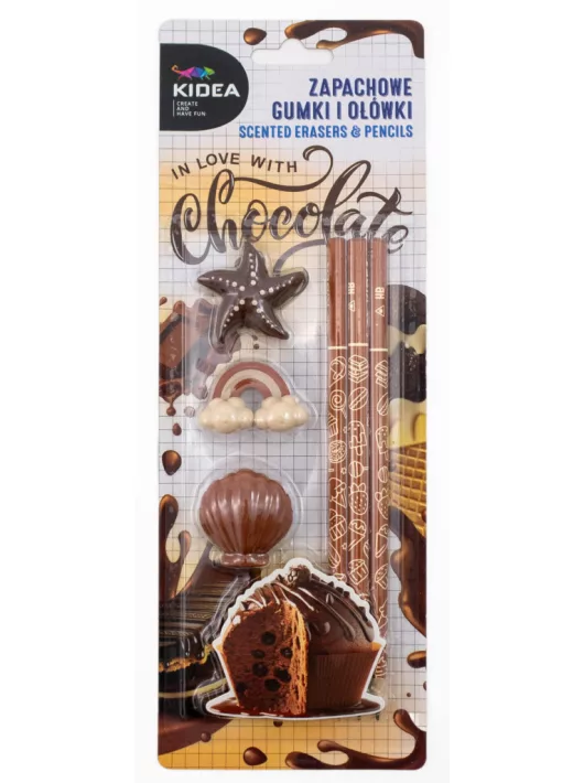 Illatos írószer, suli szett, 6 db-os, csokoládés, Kidea (ZAGOACKA)