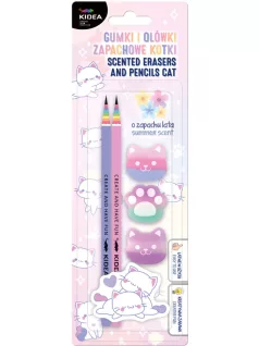   Cicás iIllatos írószer szett (2 db ceruza és 3 db radír), Kidea