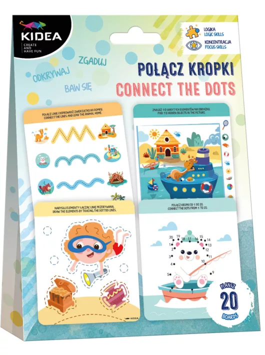 Foglalkoztatókészlet: Kösd össze a pontokat! 20 lap/szett, Kidea
