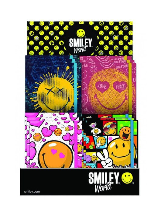 Smiley, emoji napló gumis pánttal, 13x10 cm, 4 féle minta