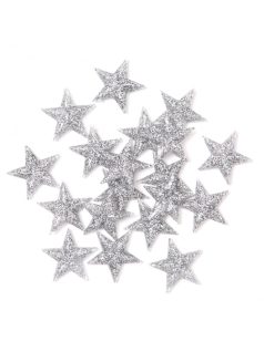   Öntapadós ezüstösen csillogó csillagok, 3,1 cm-es, 20 db/csomag