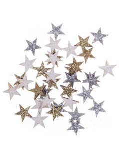 Fa formák, csillagok, csillogó, 1,4cm, 36 db-os