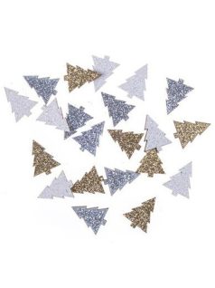 Fa formák, fenyőfa, csillogó, 1,5x2cm, 21 db-os