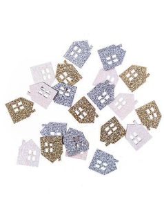 Fa formák, házikó, csillogó, 1,7x2,2cm, 21 db-os