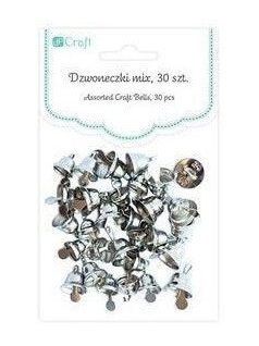 Harangok, fűzhető, 30 db/csomag, 6-10mm-es, ezüst színű