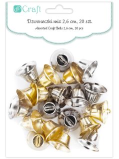   Harangok, csengők, fűzhető, 20 db/csomag, 26mm-es, arany és ezüst színű