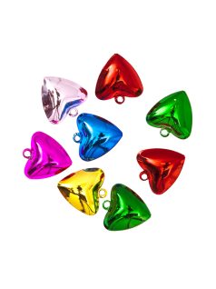   Szívek, fűzhető, 8 db/csomag, 20mm-es, vegyes metál színekben