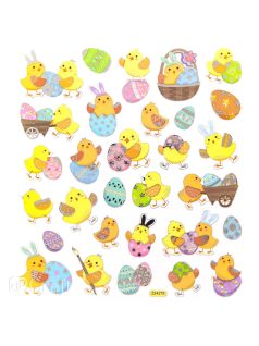 Matrica, húsvéti, csibék és tojások, 15x17cm