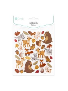   Matrica csillogó díszítéssel, erdei állatok, őszi színek, 15x17cm