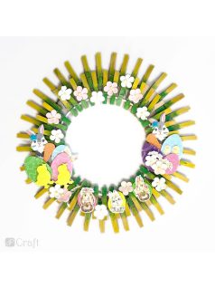 Matrica, húsvéti, nyuszik, csibék és virágok,15x17cm