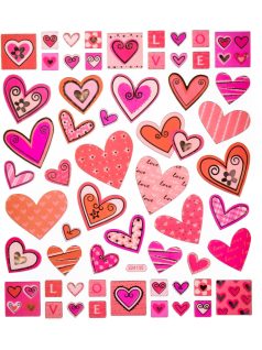 Matrica, szívek, 15x17cm