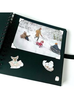   Karácsonyi matrica, csillogó, pasztell téli kollekció, 15x17cm