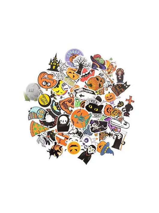 Halloween matrica, vinyl, 6-8cm, 50 db/csomag