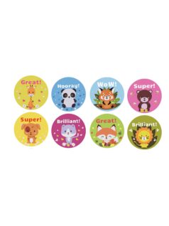   Motivációs matricakészlet tekercsen, 2,5cm széles, állatok angol feliratokkal, 500 db-os