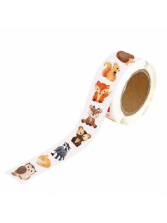   Motivációs matricakészlet tekercsen, 2,5cm széles, erdei állatok, 500 db-os