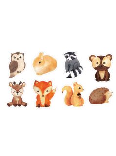   Motivációs matricakészlet tekercsen, 2,5cm széles, erdei állatok, 500 db-os