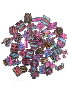   Motivációs matricakészlet, vinyl, 5,8cm, 50 db/csomag, neon