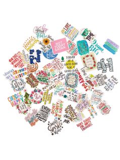   Motivációs matricakészlet, vinyl, 5,8cm, 50 db/csomag, világos színek