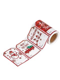   Karácsonyi matricák tekercsen, ajándékkísérő matricák, 4x6cm, 100 db-os