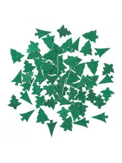   Dekorgumi, öntapadós, zöld fenyőfák, csillogó, 65 db/csomag