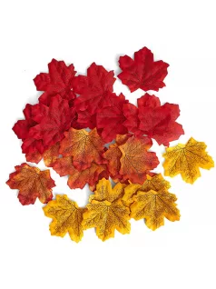 Textil őszi juharlevelek, 50 db/csomag