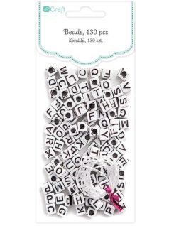 Betű gyöngyök, fehér kocka, 130 db/csomag