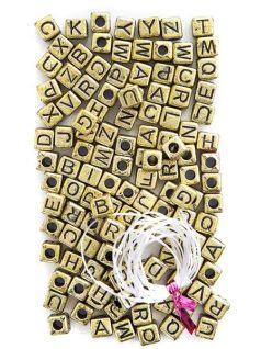 Betű gyöngyök, arany kocka, 124 db/csomag