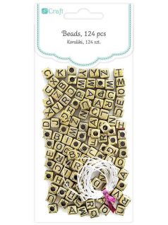 Betű gyöngyök, arany kocka, 124 db/csomag