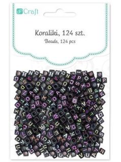 Betű gyöngyök, fekete kocka, 124 db/csomag