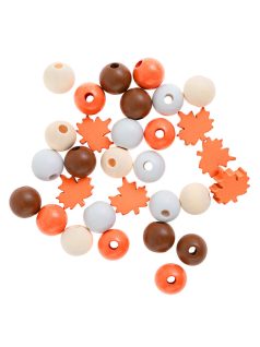 Fa gyöngyök őszies színekben, 16mm, 30 db/csomag