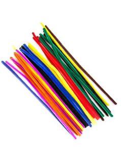 Zsenília drót, 30cm, 8 mm-es vastagság, 25db/csomag, vegyes színek