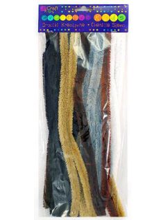   Zsenília drót, 30cm, 15 mm-es vastagság, 24 db/csomag, "állati" színek