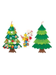   Filc dekorálható karácsonyfa (100x69cm) díszekkel, 26 db-os készlet