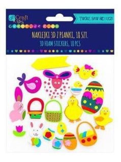 Dekorgumi, öntapadós, húsvéti formák, 3D, 18 db-os