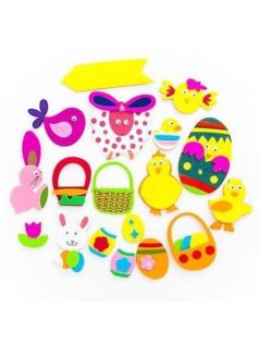 Dekorgumi, öntapadós, húsvéti formák, 3D, 18 db-os