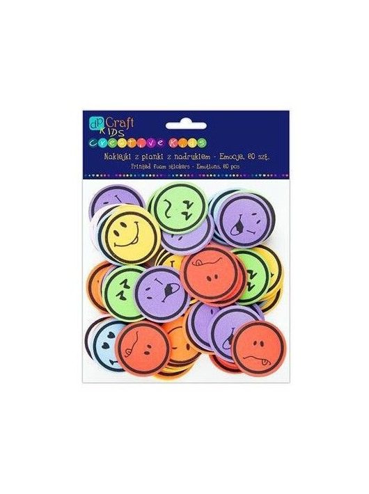 Dekorgumi, öntapadós, smiley, emoji, 60 db-os