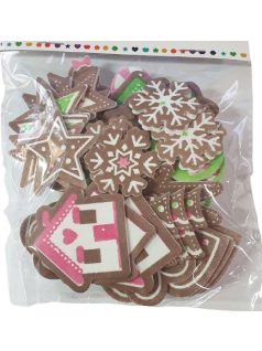   Dekorgumi, öntapadós, karácsonyi mézeskalács figurák, 60 db-os