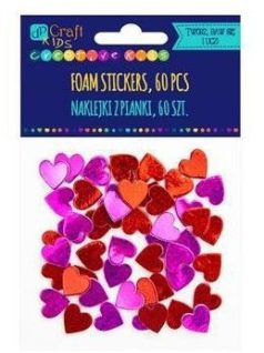 Dekorgumi, öntapadós, szívek, fényes, 60 db-os