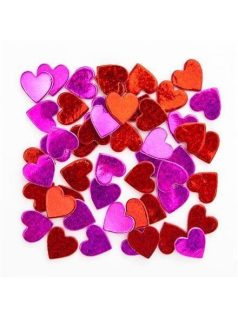 Dekorgumi, öntapadós, szívek, fényes, 60 db-os