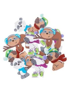   Dekorgumi, öntapadós, állatok téli ruhában, 3D, 12 db-os