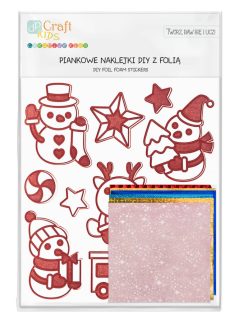   Díszíthető karácsonyi dekorgumi matricák, színes fóliával, hóemberek, 11 db/csomag