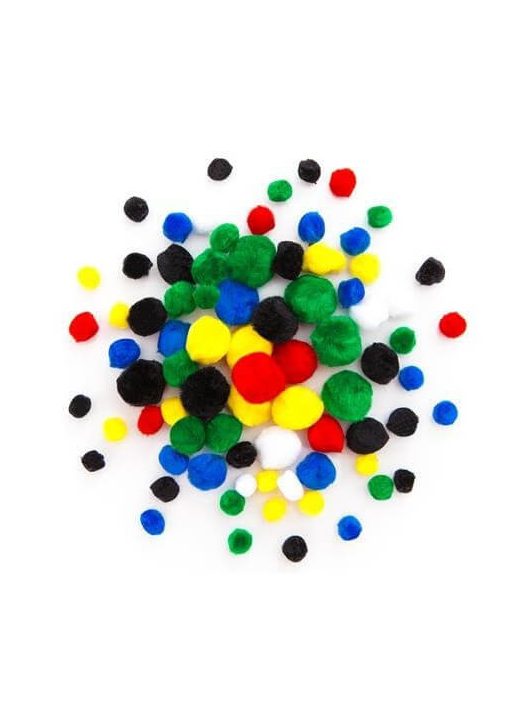 Pom-pom, alap színek, 1-2,5 cm-es, 78 db/csomag