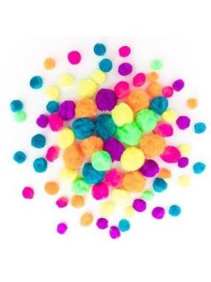 Pom-pom, neon színek, 1-2,5 cm-es, 78 db/csomag