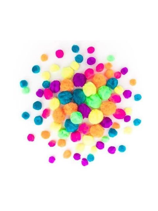 Pom-pom, neon színek, 1-2,5 cm-es, 78 db/csomag