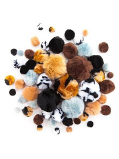 Pom-pom, állatmintás, 1-5 cm-es, 56 db/csomag