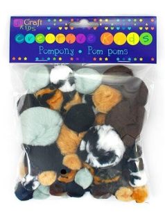 Pom-pom, állatmintás, 1-5 cm-es, 56 db/csomag