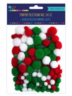 Pom-pom, vegyes színek, 140 db-os, ünnepi színek