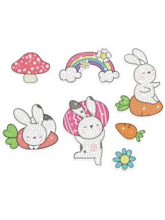   Gyémántfestés szett, húsvéti matricák, játékos nyuszik, 7 db/csomag