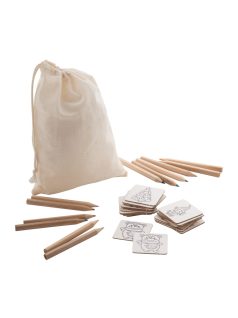   Karácsonyi, mini színezhető memóriajáték pamut tasakban (24 db lapocska + 12 db színes ceruza)